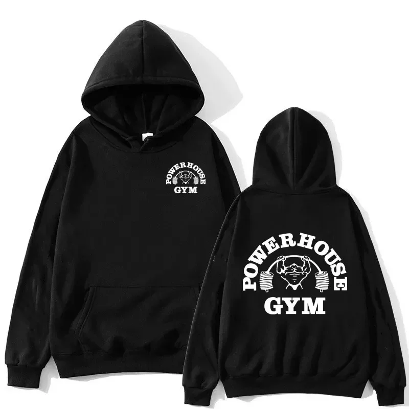 Powerhouse Gym Logo Hoodie Harajuku Men Women Geek Fitness Hoodies Oversized Long Sleeve Aesthetic Sweatshirt Sport Streetwear