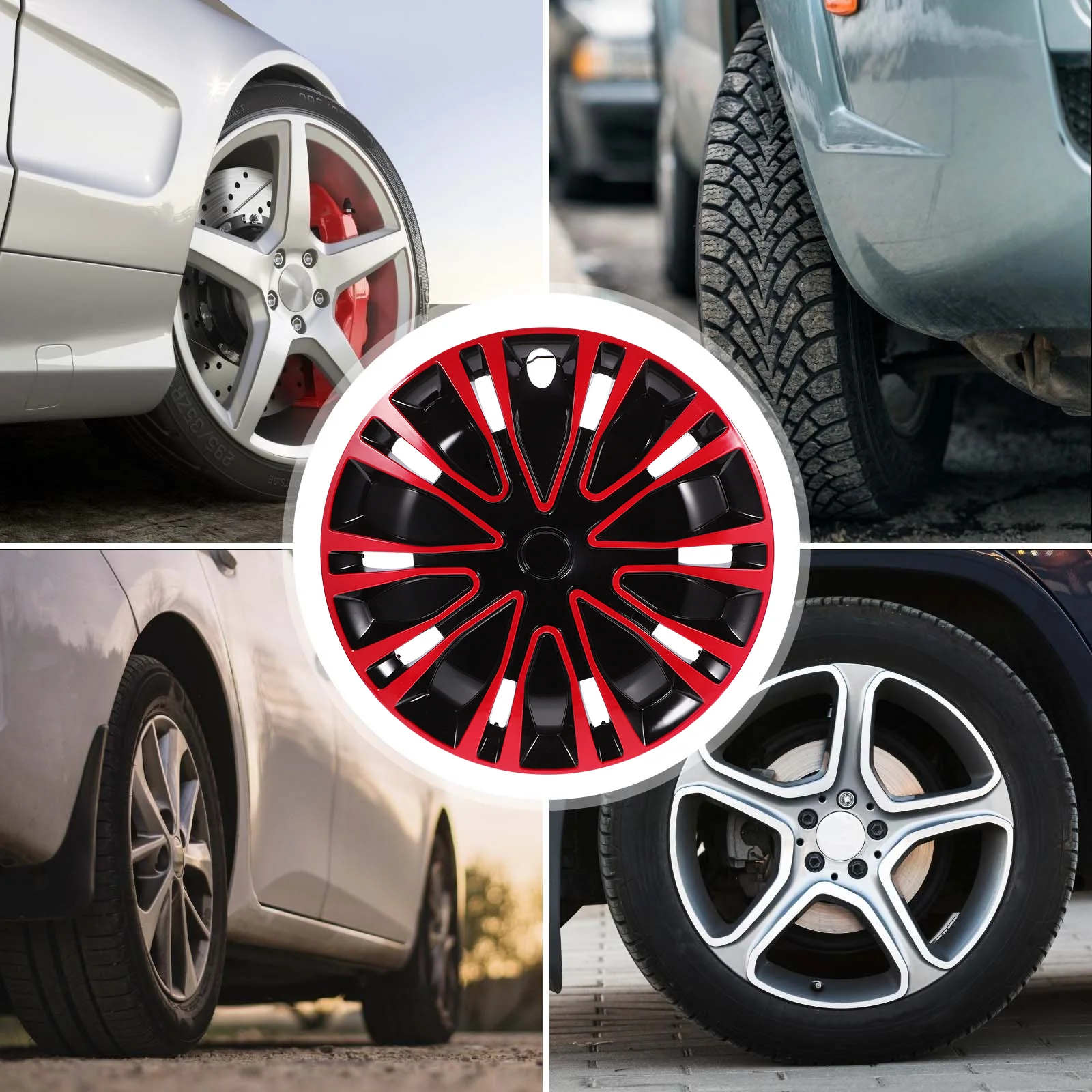 15 Inch Red Black Wheel Covers Car Wheel Case Wheel Skin Car Car Wheel Wall Decor