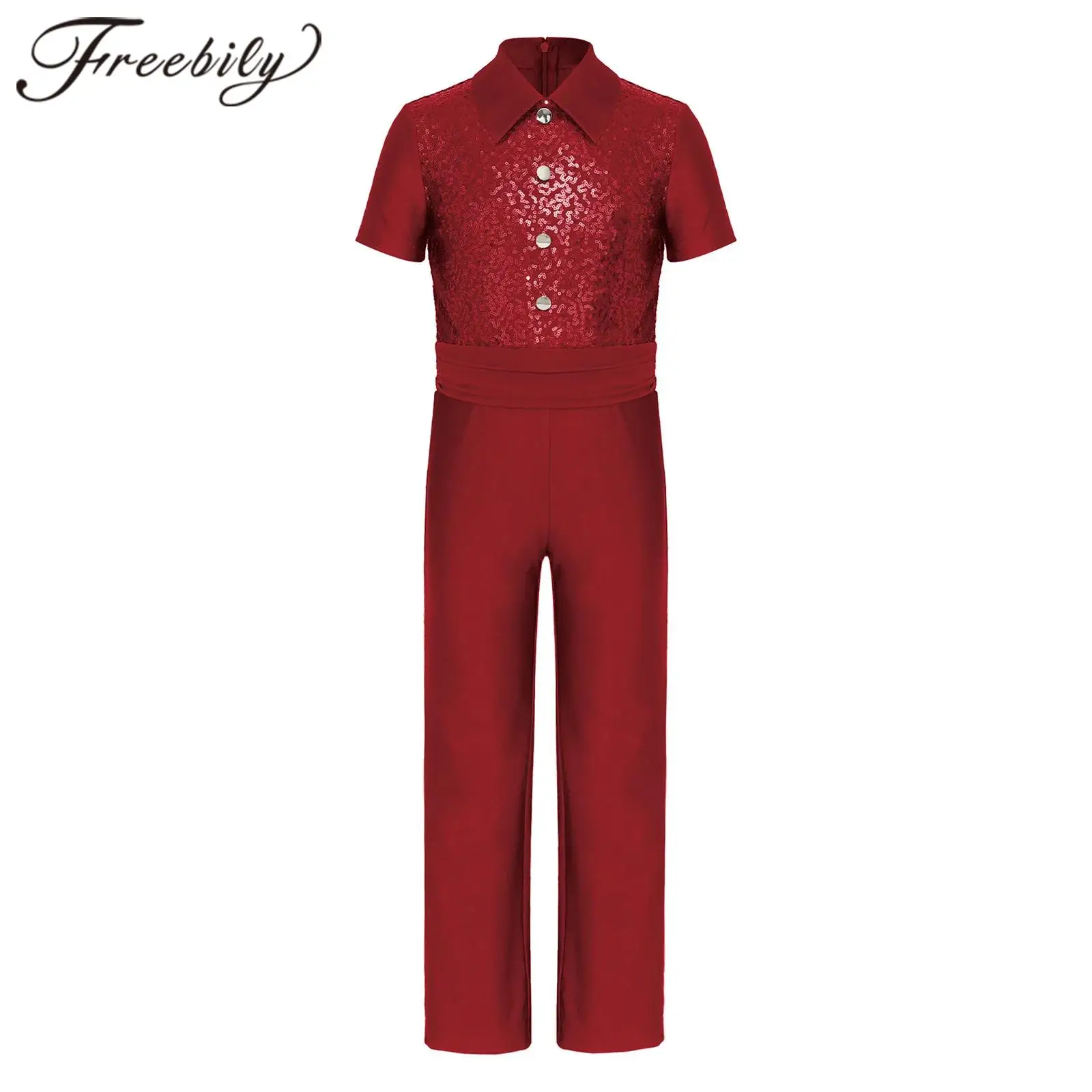 

Children's Figure Skating Bodysuit Teens Cha Cha Tango Dance Leotard for Boys Latin Dance Bodysuit Ballroom Dancing Jumpsuit