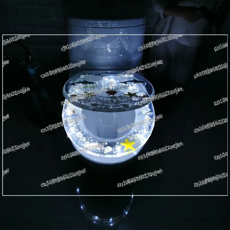 Toilet Seat Ring LED Light Transparent Cover Stainless Steel Buffer Quick Release Hinge OUV