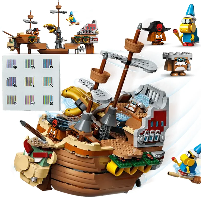 

Marioed Super Bros. Series Building Blocks Bowser’s Airship Expansion Set Scan Code Children's Holiday Gift Assembling Toys