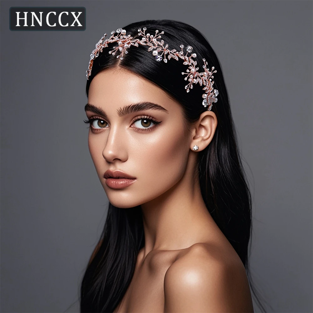 

HNCCX Crystal Pearl Wedding Hair Band Bride Rhinestone Headband Elegant Women Party Hair Accessories Banquet Headpieces CP233