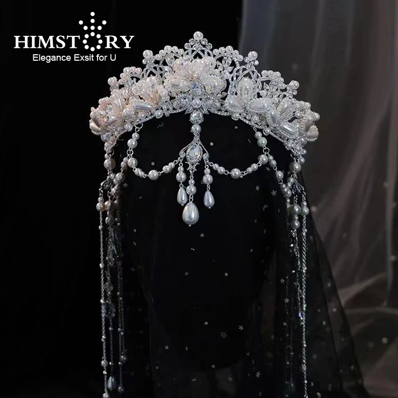 

Himstory Baroque Vintage Princess Hair Crown Handmade Artificial Rhinestone Quinceanera Wedding Tiaras Accessory