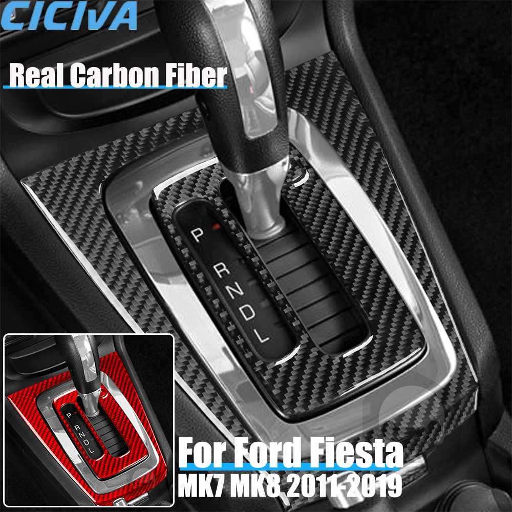 

Настоящие автомобильные аксессуары из углеродного волокна, набор панелей переключения передач, декоративная накладка, мягкая наклейка для Ford Fiesta MK7 MK8 2011-2019