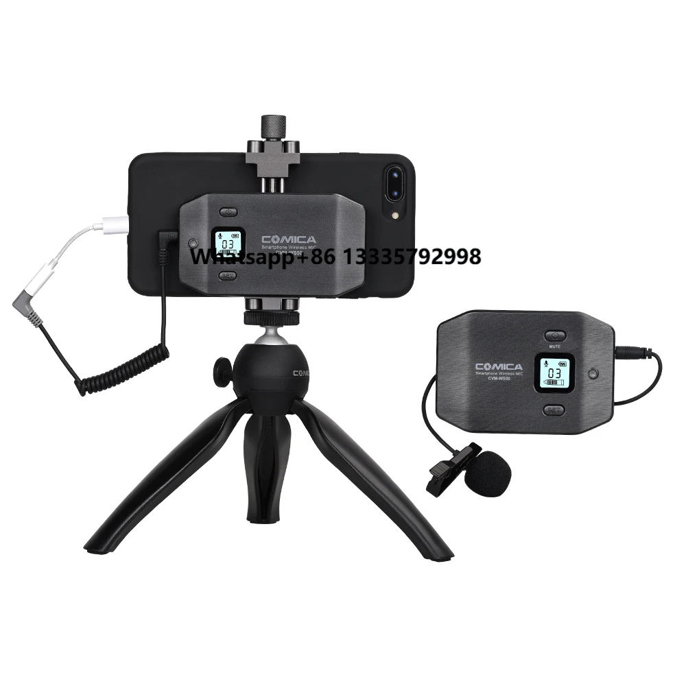 

Interview Handheld Microphone Comica CVMWS50(C) 6 Channels Wireless Lapel Mic for Video/News With Tripod Table and Lcd Screen