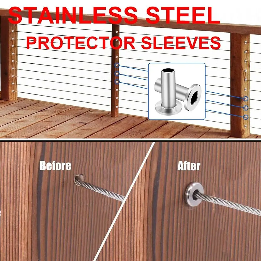 جديد T316 الفولاذ المقاوم للصدأ درابزين كابل الأكمام الواقية 1/8 "البحرية الصف درابزين كابل نهاية درابزين كابل الأجهزة سطح السفينة