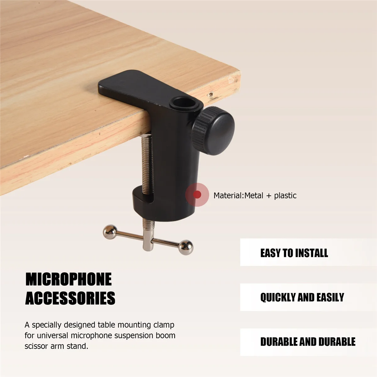 Braçadeira de montagem de mesa de metal resistente para suporte de braço de tesoura de suspensão de microfone