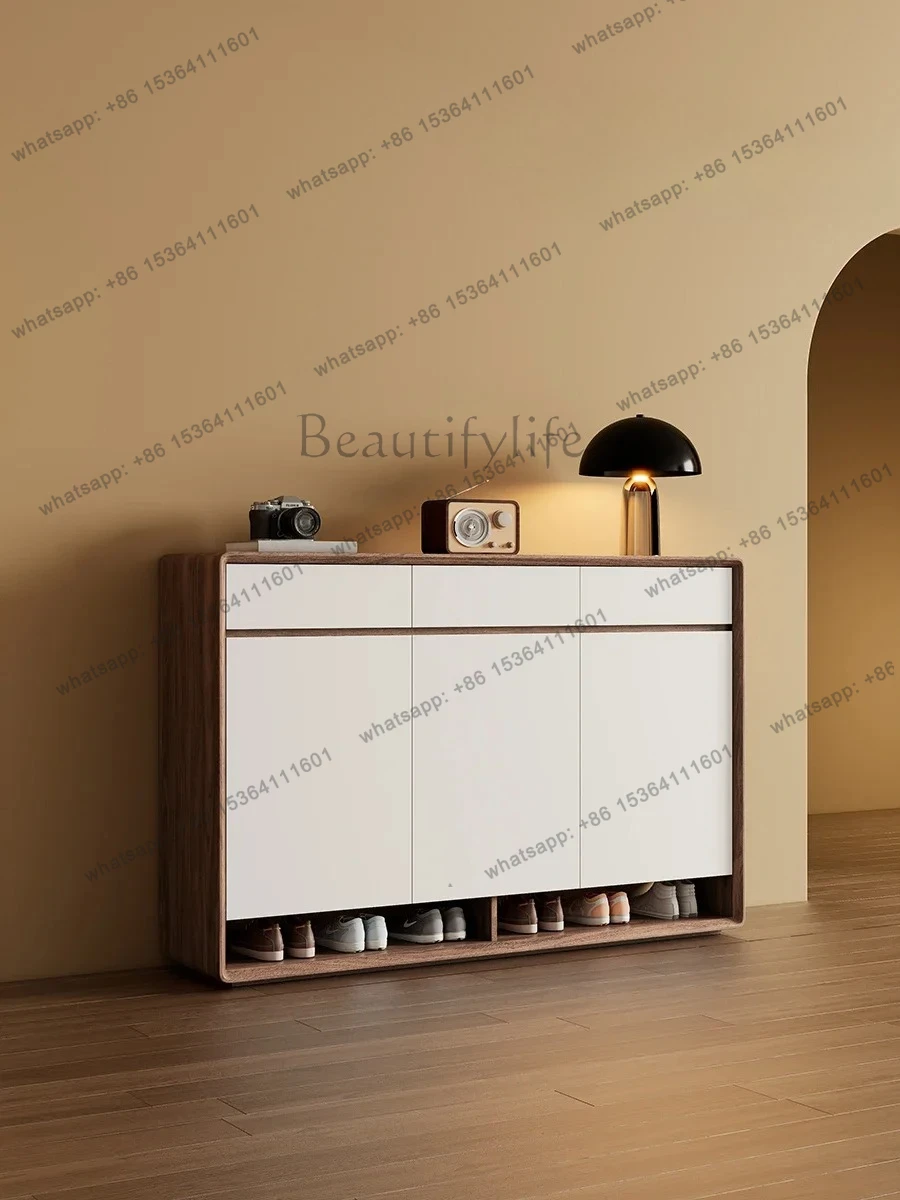 

Shoe cabinet, modern simple solid wood storage locker at the door of the home, large capacity of the entrance cabinet