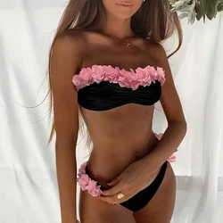 2024 Bandeau Black and White bikini Swimwear Women Vacation Beachwear Luxury Bathing Suit Bodysuit Dress