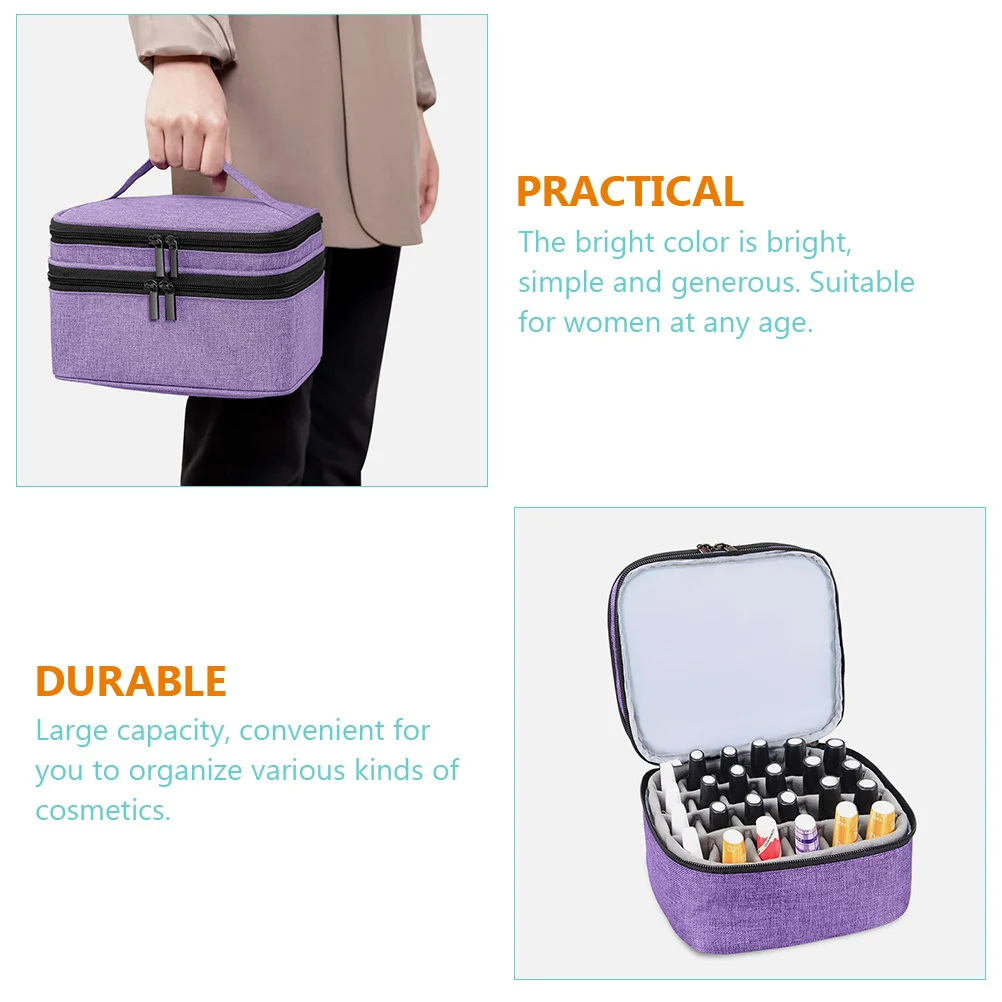

Двухслойный чехол для переноски лака для ногтей, портативная сумка-органайзер для косметики и инструментов для макияжа, яркий цвет, прочный материал