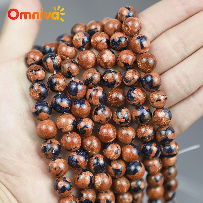 Natural Stone Gold and blue mixed sand Beads For Jewelry Making DIY Women's earrings keychain Accessories 15