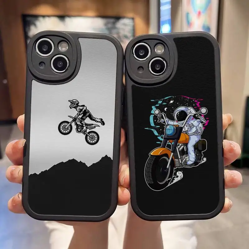 Cartoon Cool Biker Motorcycle Phone Case For IPhone 14 13 12 11 Pro Max Mini Xs X Xr 7 8 Plus SE2020 Silicone Soft Leather Cover