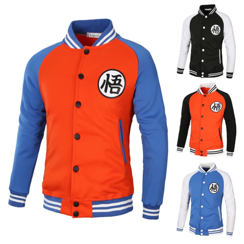 

Anime Japanese Son Goku Baseball Jacket Cosplay Cartoon Kakarotto Mens Warm Coat Spring Autumn Overcoat Fleece Hoodies