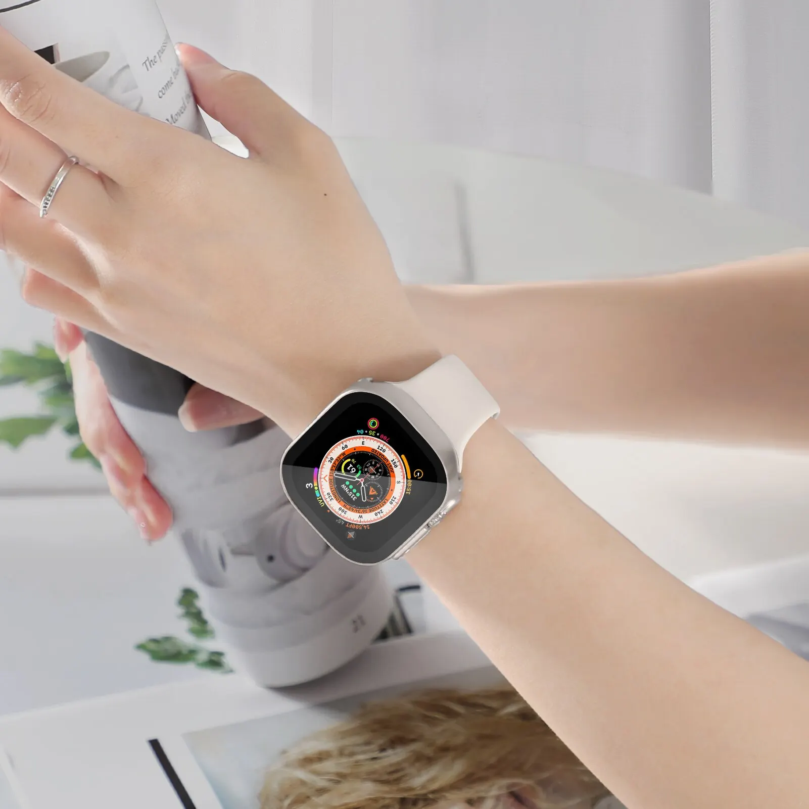 Чехол для Apple Watch Ultra 49 мм, защитная пленка для экрана, водонепроницаемый чехол с прямым краем, iWatch series 8 SE 7 4, 44 мм, 40 мм, 45 мм, 41 мм