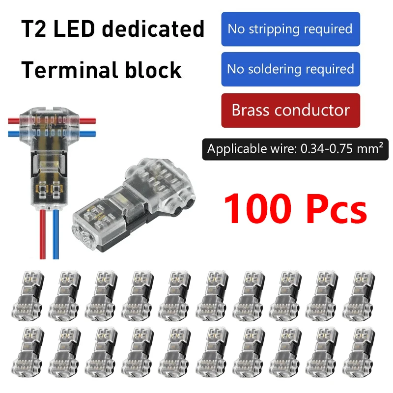 No Stripping Modification Plug Docking T Type T1 T2 Line Electrical Connector Led Light Car Connector Strip Terminal Connection