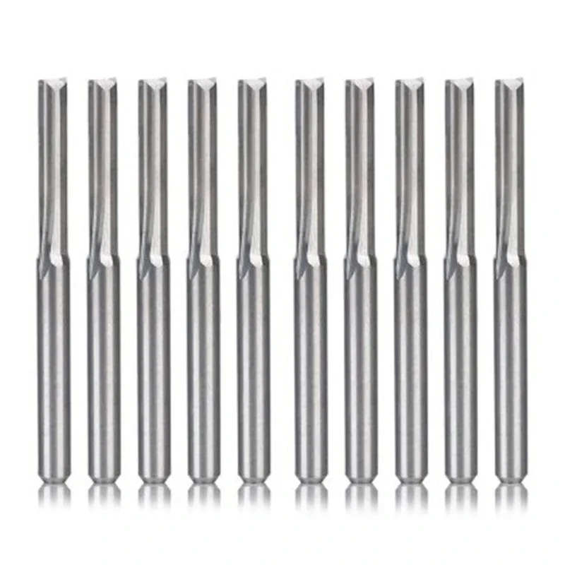 10PCS Two Flutes Spiral Carbide Mill Tool Cutters For CNC Router, Compression Wood End Cutter Bits, 3.175X17mm