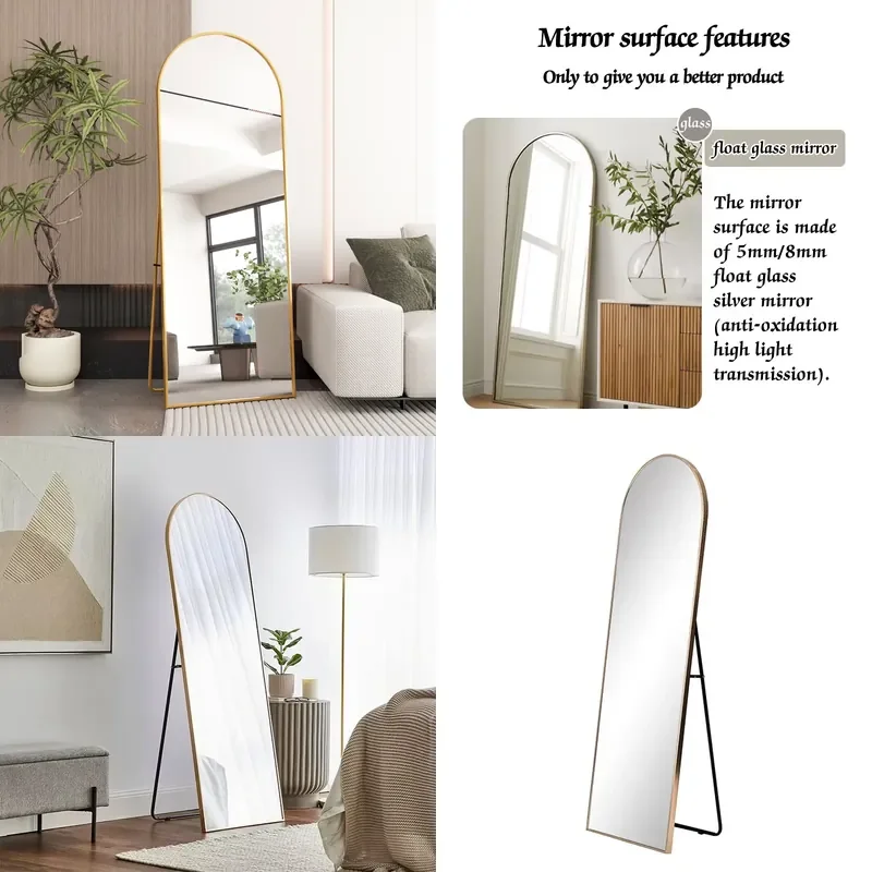for Aluminum Alloy Arched Full Body Mirror High Quality Standing Floor Mirror  Bedroom Dressing Room Clothing Store Decor