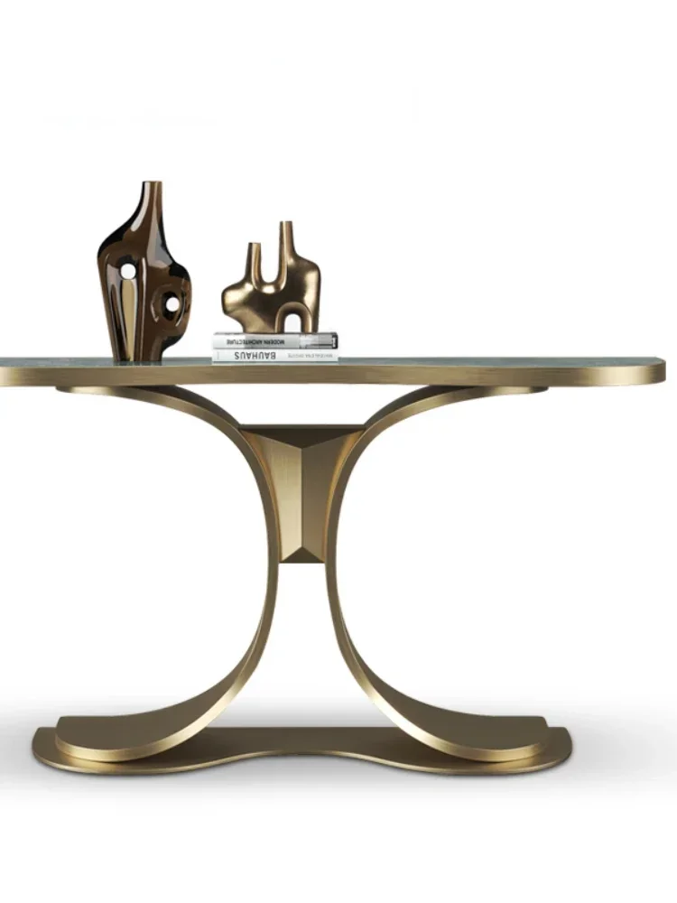 

Light Luxury Stone Plate Console Tables Super Narrow Door-to-Door Simple Modern Natural Luxury Stone Console