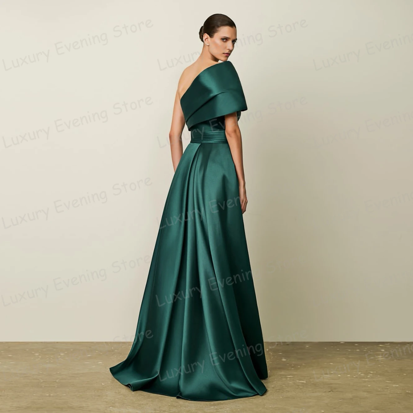 Simple Green Evening Dresses Woman's Mermaid Sexy One Shoulder Sleeveless Formal Prom Gowns Party Vestidos De Novia Customized image 3