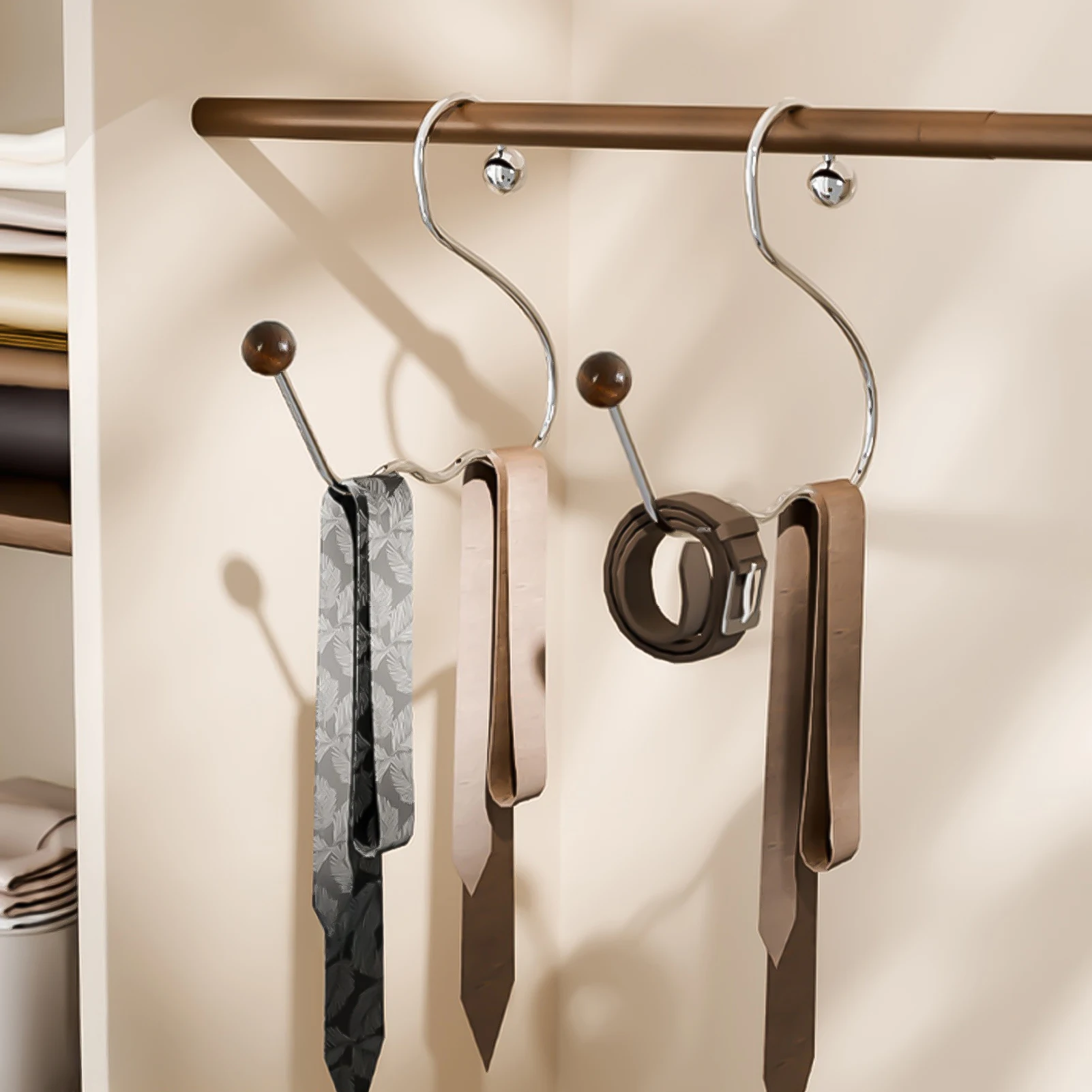 

1pc Organizer Hook Durable Stainless Steel Anti Slip Storage Hanger For Clothes Hat Bag Tie Scarf Wardrobe Laundry Room Storages