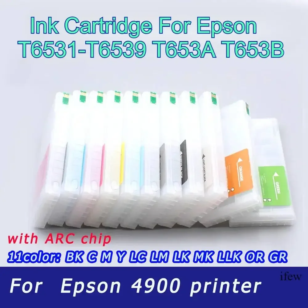 Printer Empty Refillable Ink Cartridge ARC Chip 4900 Cartridge Refill Ink Cartridge For Epson Stylus Pro T6531 T6539 T653A T653B