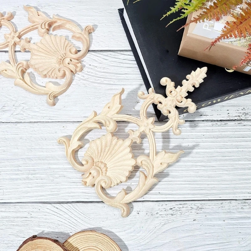  Corner Onlays for Cabinet Wall Decoration Appliques Unpainted Wooden Carving Decals
