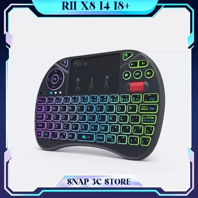 Rii X8 Mini Wireless Keyboard Bluetooth 2.4G Backlight Touchpad Mouse Scroll Wheel Remote for Android TV Box Projector PC