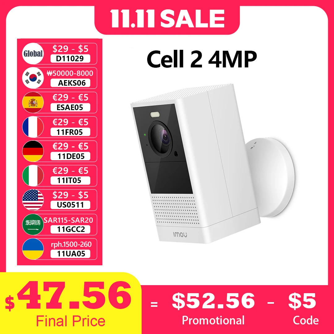 

IMOU Cell 2 4MP QHD Battery Powered Security Camera Outdoor Wireless WIFI Camera Two-Way Talk Surveillance Camera Weatherproof