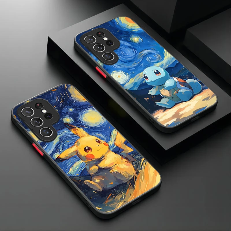 Starlit Sky P-Pokemon Case For Samsung Galaxy S24 S23 S22 Ultra S21 S20 FE S10 Plus A15 A25 A35 A55 5G Note 20 10 Hard Cover