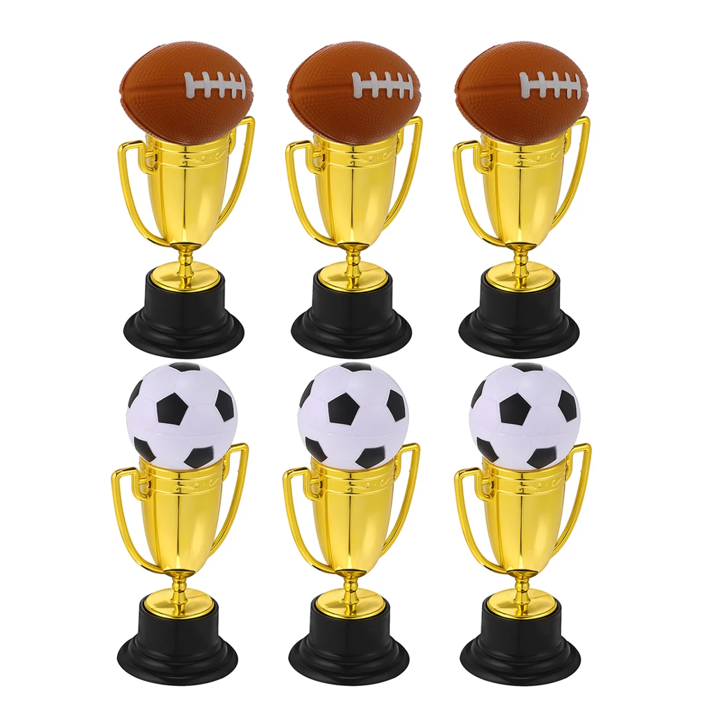 

6 Pcs Mini Sport Trophies Bulk - Plastic Award Cups for Kids - Celebration Trophy Set for Soccer and Football Events