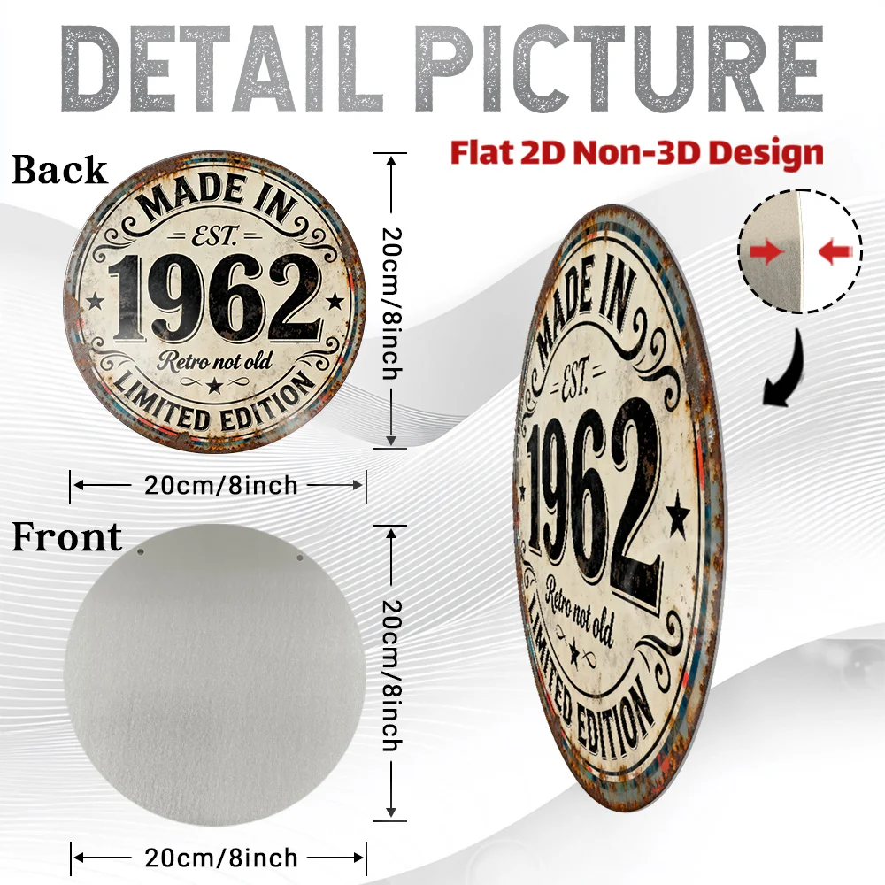 2D Flat - 2D Plane, 1pc, Vintage Metal Aluminum Decorative Sign (8'' X 8''), Started in 1962 - Over 60 Years of Vintage Appeal,