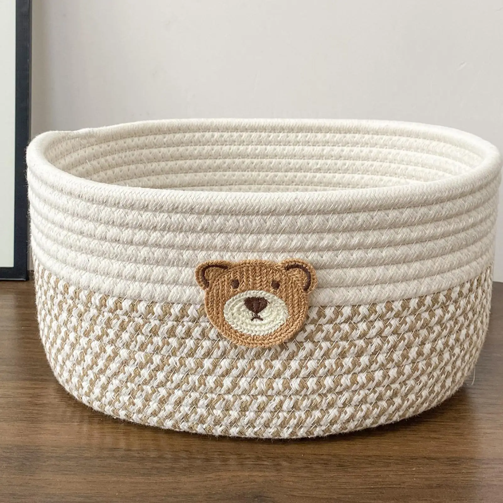 Aufbewahrungskorb aus Baumwollseil, gewebter Organizer, 25 x 18 cm, Haushaltskosmetik, Haarnadel-Erdungsbehälter, Buchspielzeug-Klassifizierungskoffer