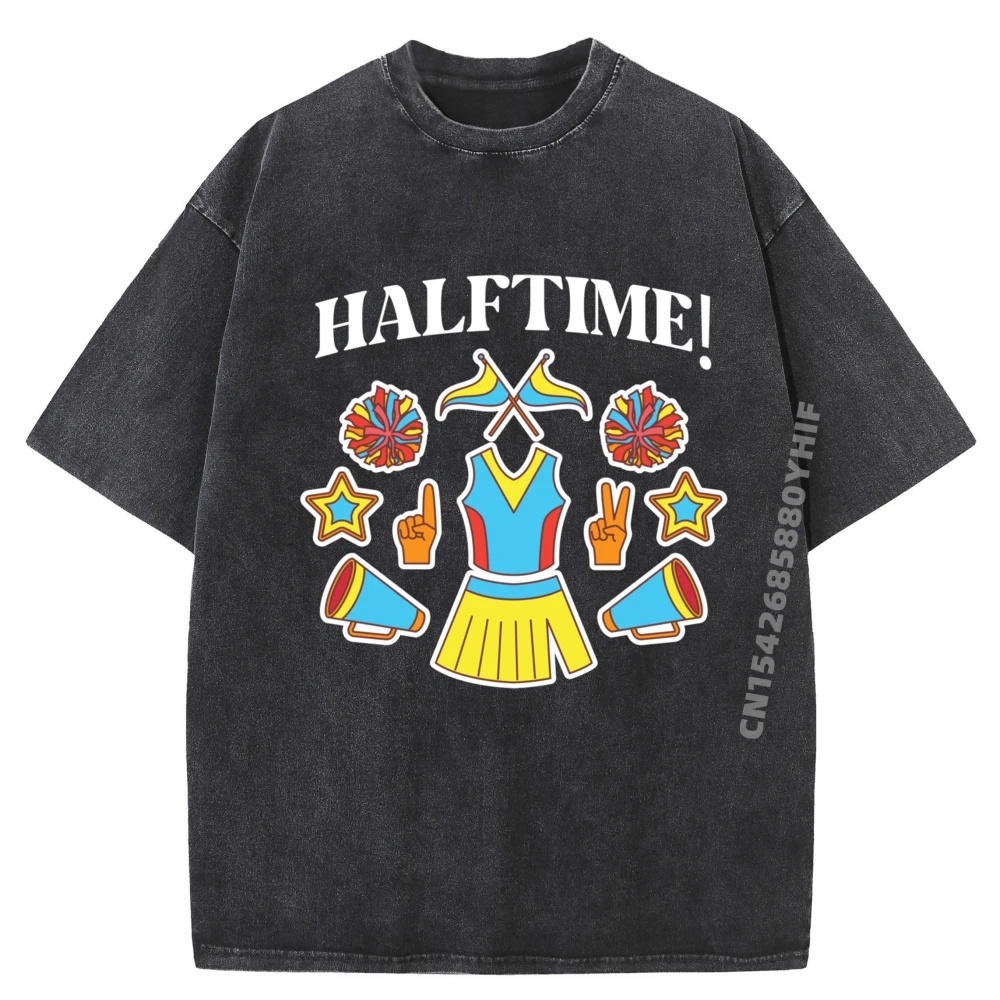 

Halftime Sports Cheerleader Football Touchdown Funny T Shirts Fashionable And Trendy Luxury Designer Washed Camisa