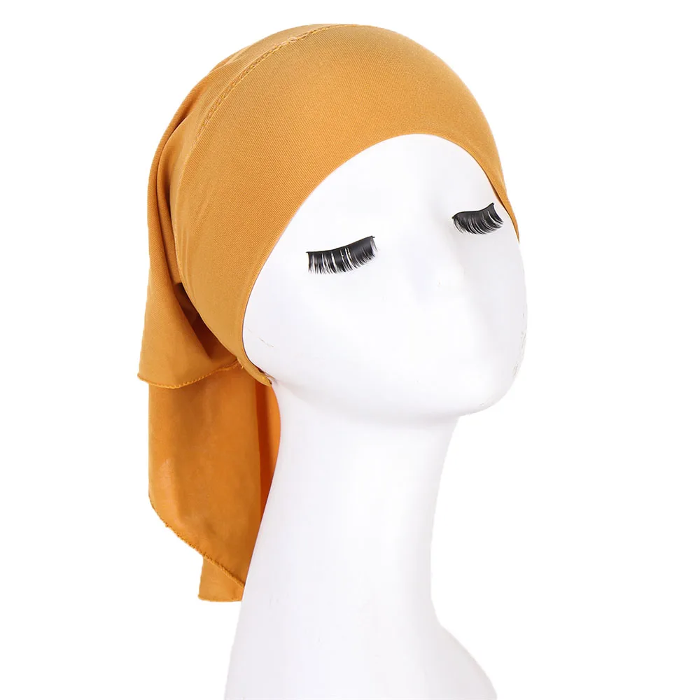 Soft Women Inner Hijab Caps Muslim Stretch Turban Cap Solid Islamic Underscarf Bonnet Female Headband Tube Cap Turbante Mujer