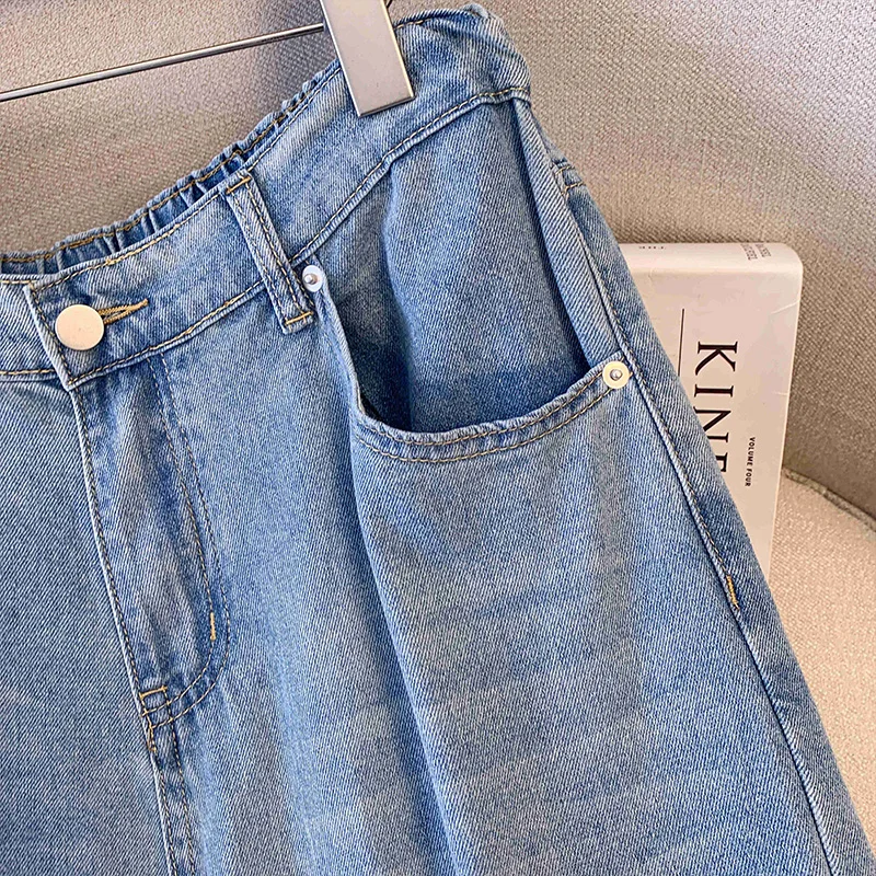 plus Size Women's Cropped Wide-Legged Jeans Summer High Waist Slimming Loose Fashion VersatileFashion Pants3393