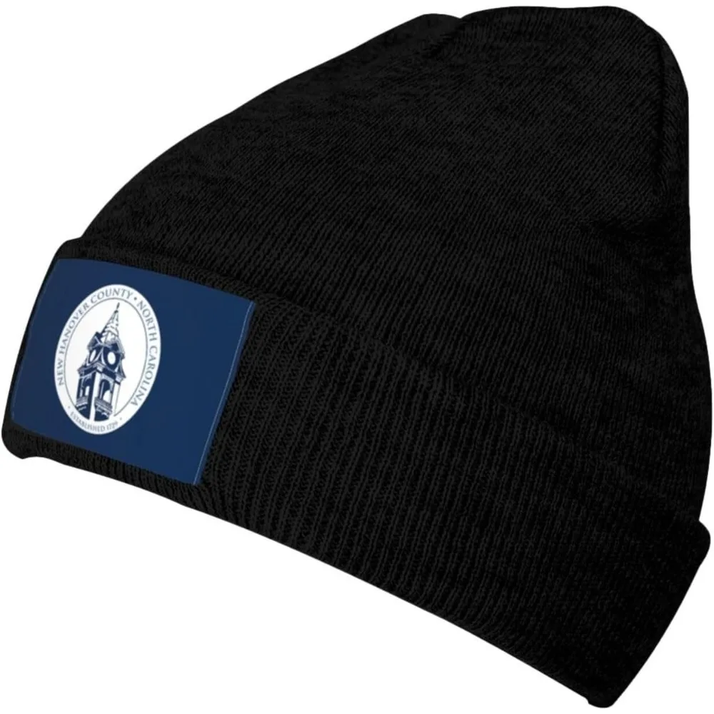 New Hanover County Flag Beanie Hat for Men Women Warm Cozy Knit Skull Cap Acrylic Winter Hats