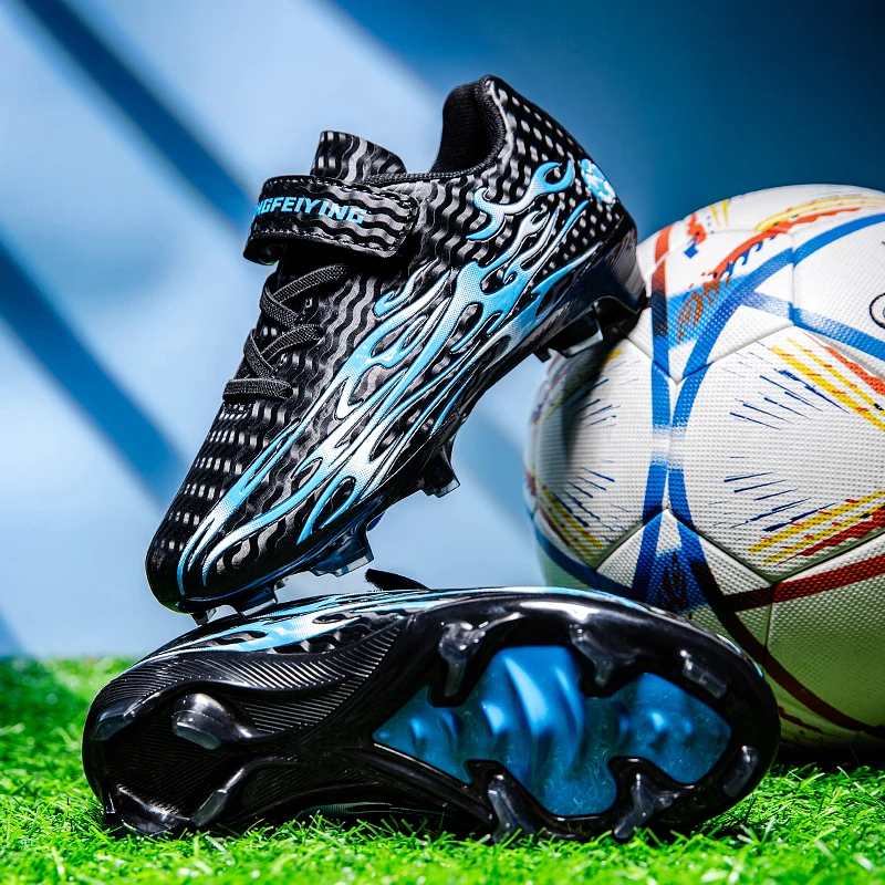 Пара детских четырехсезонных кожаных футбольных бутсов с длинными заклепками, износостойкие футбольные бутсы, размеры 30-39, XJL-25001-1