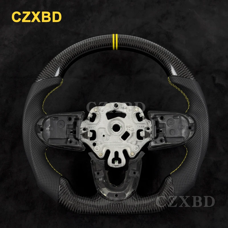 

Yellow Marker For BMW Mini R56 R59 F55 F54 F57 F60 Glossy Black Real Carbon Fiber Steering Wheel High Quality Customized