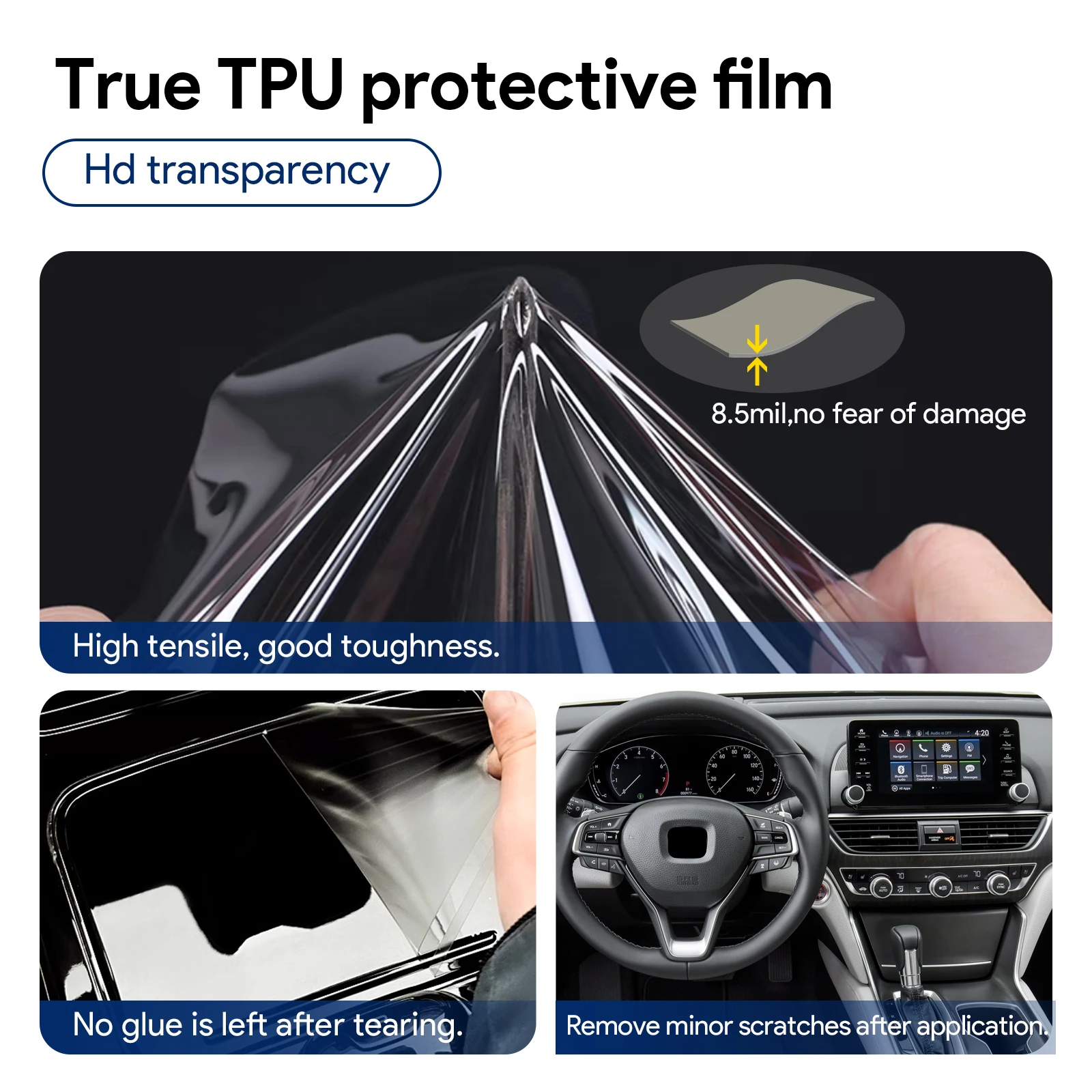 For Honda Accord 2018 2019 2020 2022 Invisible Interior TPU Film Protective Layer Scratch Resistant Car Modification Accessories view 4