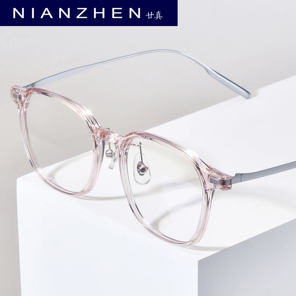 NIANZHEN Titanium Glasses Frame Women Square Brand Design Eyeglasses Men Ultralight-Weight Retro Eyewear Spectacles 8716