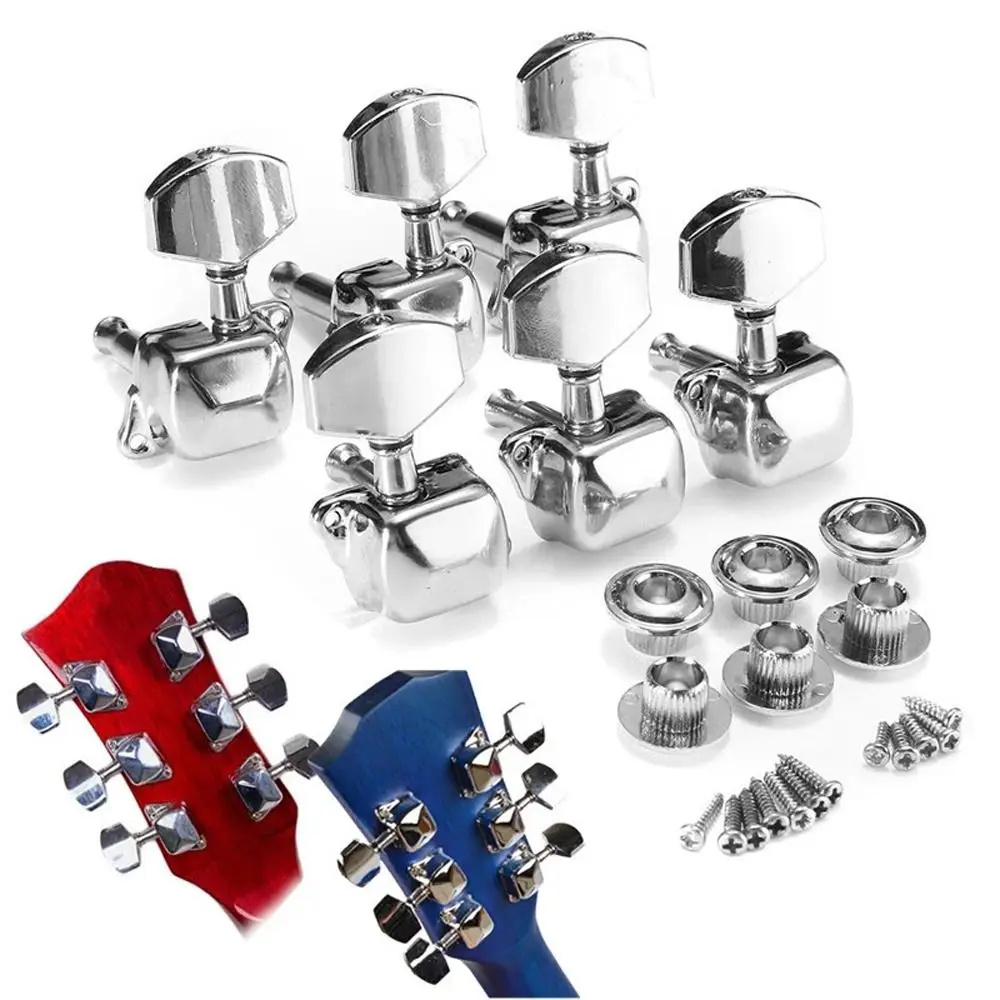 Semi-closed Guitar String Peg Locking Tuners Machine Heads String Tuning Pegs Zinc Alloy 3L 3R String Button Tuner