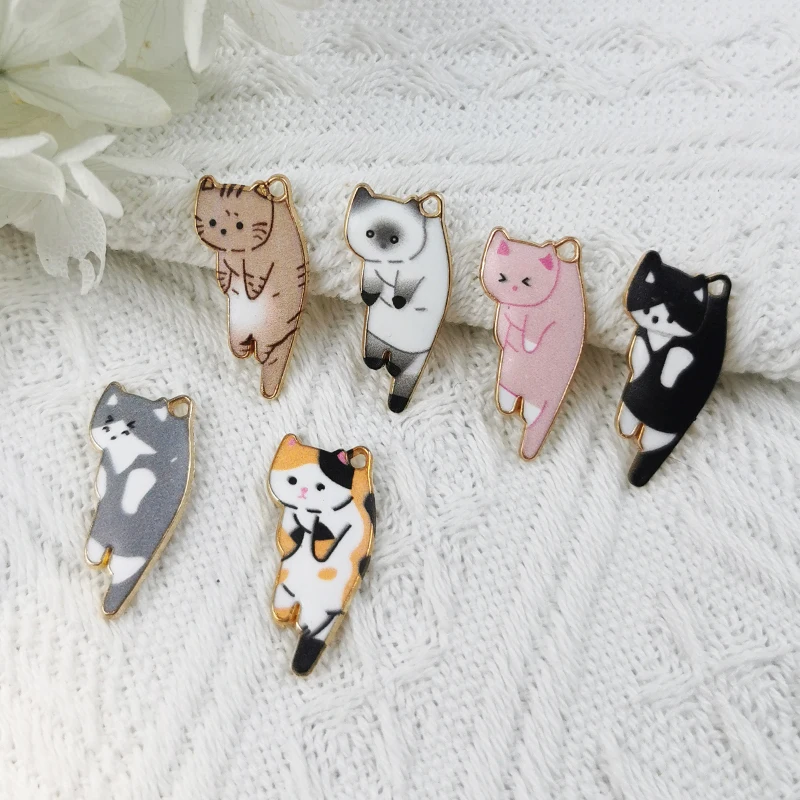 

MuhNa 10pcs Lovely Kitten Enamel Metal Charms Cats Pendants Fit DIY Jewelry Making Accessories