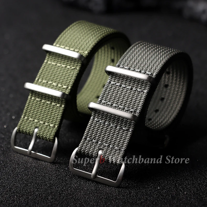 18mm 19mm 20mm 22mm New Ribbed Nylon Watchband Green Black Band Military Strap for Seiko Army Sport Bracelet Replacement Belt