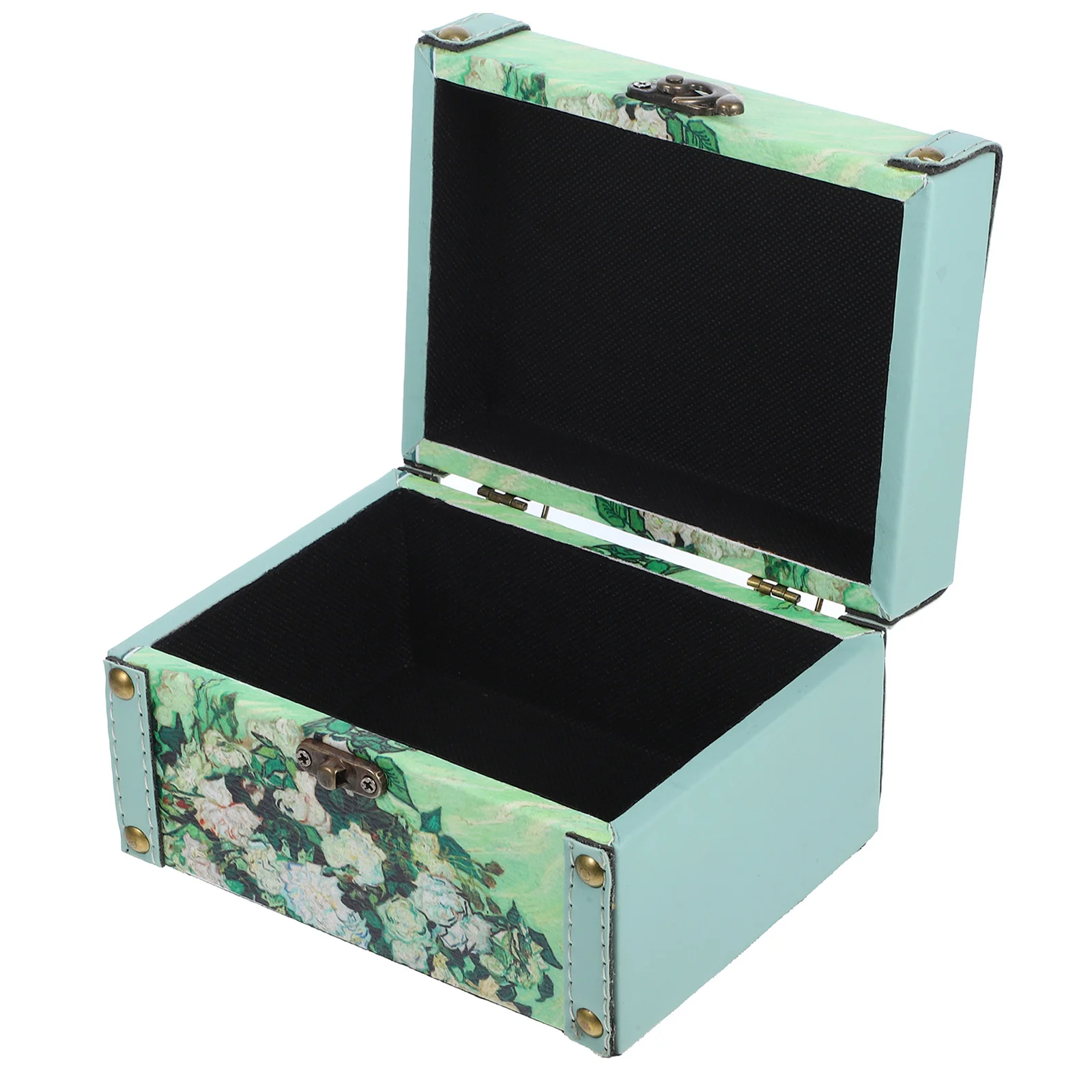 Caja de joyería de madera con pintura al óleo, contenedor de almacenamiento Vintage para mujeres y niñas, brazalete, anillo, pendiente, organizador de escritorio, 1 Uds.