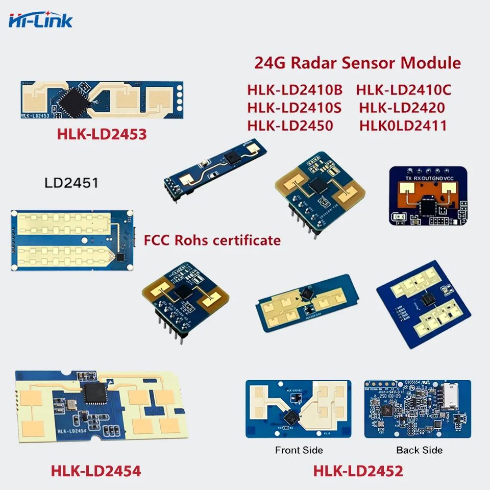 24GHz Radar Module HLK-LD2450 LD2410C LD2411 LD2420 LD2410S LD2411S LD2451 LD2454 LD2452 FMCW Microwave Motion Detector