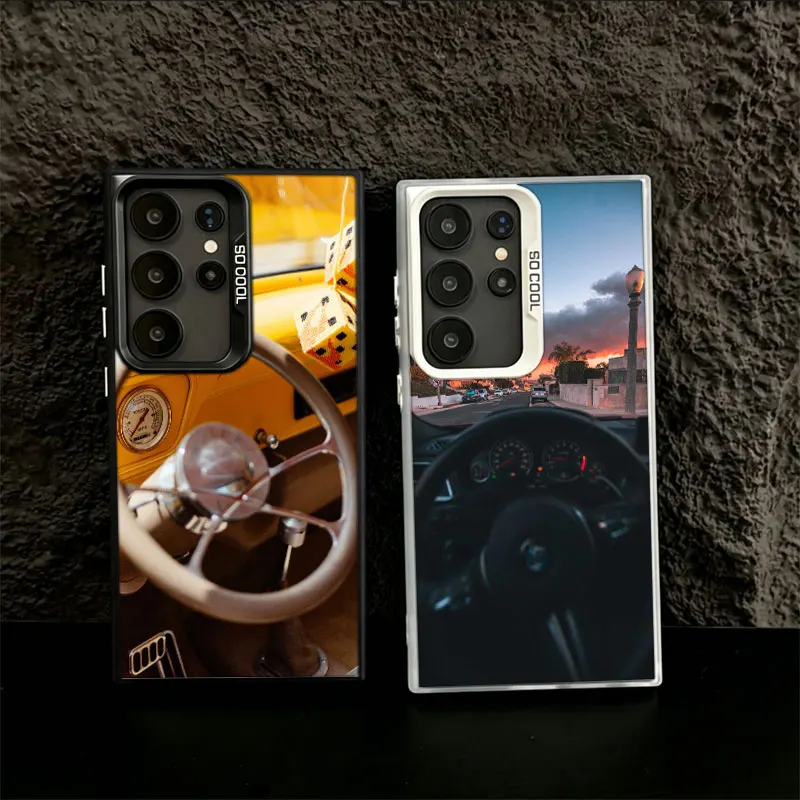 Locomotive Wheel Steering Wheel Phone Case for Samsung S26 Ultra S25 Edge S24 FE S23 FE S22 Plus Galaxy S21 S20 Cover Back Anti-