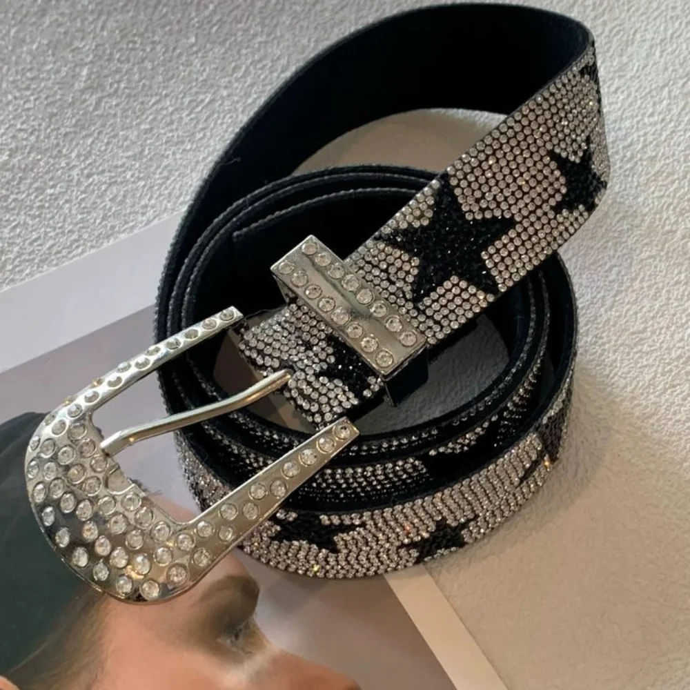 

Trendy Y2K Five-Pointed Star Belt Vintage Strap Buckle Shiny Star Waistband Punk Exaggerated Jeans Decor Waist Accessories