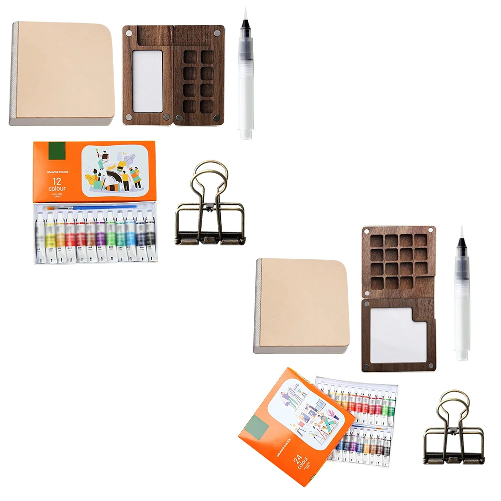 Travel Paint Palette Pocket Artist Watercolor Set with Clip Mini Watercolor Palette Set Portable Watercolor Set for School