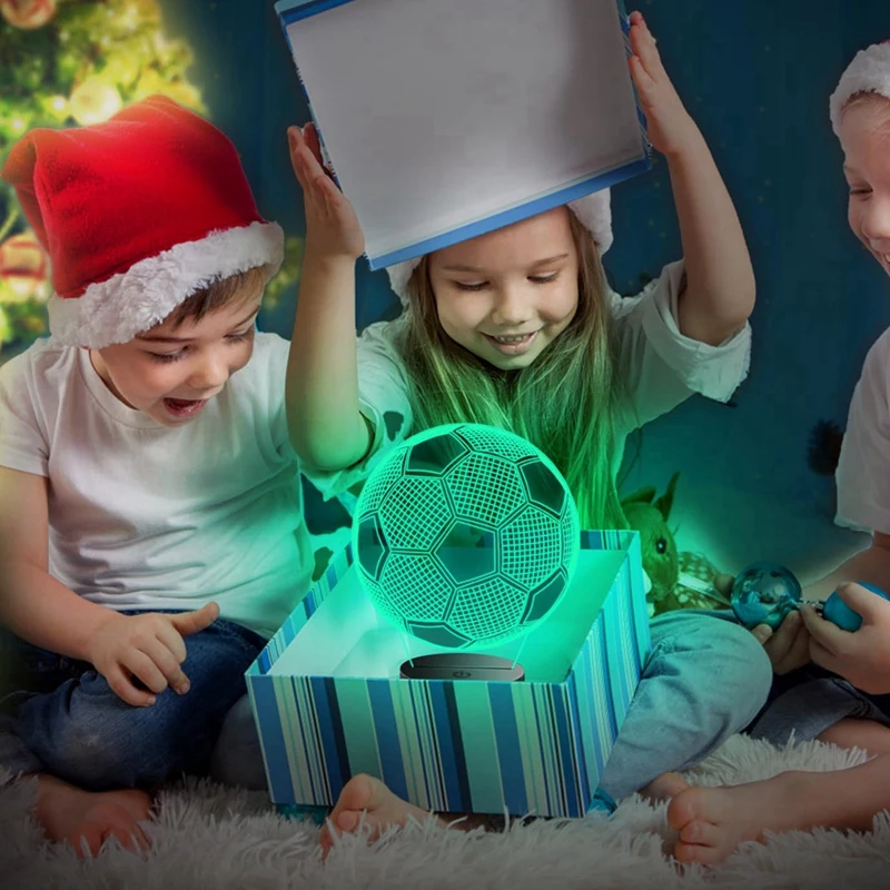 Football Lamp For Kids, 3D Illusion Night Light, 16 Colors, Remote Control, Ideal Gift For Boys,-A69E