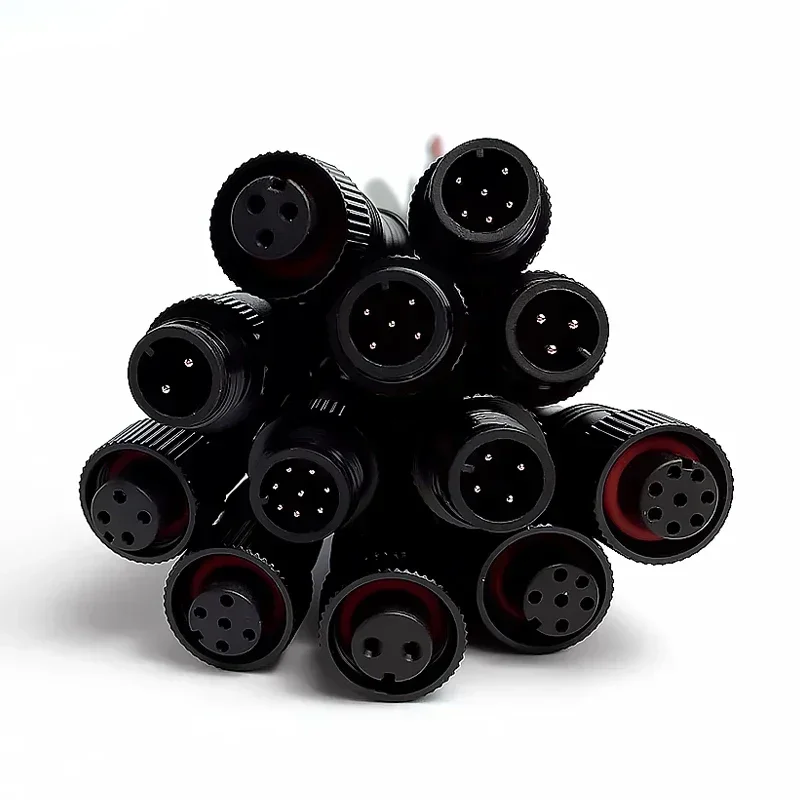 5/20Pcs M12 Metal Black Waterproof IP68 2 3 4 5 6 8Pin Male and Female LED Strip Outdoor IP68 Cable Connector 20cm Wire Plug
